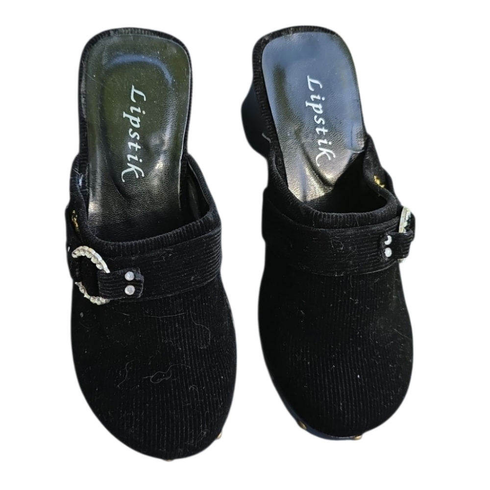 Lipstik By Madonna Black Corduroy Vintage Clogs Girl Size 12.5/ EU 30 New In Box